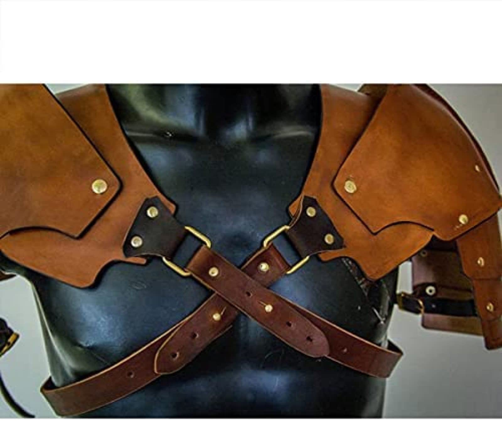 Średniowieczne steampunkowe naramienniki, regulowane ochraniacze ze sztucznej skóry, wielowarstwowe skórzane ochraniacze na ramię, wikingów, wojownik, gladiator, samuraj, rycerz, bitwa, rekwizyty na
