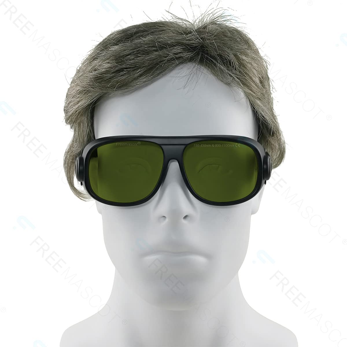 FREEMASCOT Professionelle Laserschutzbrille OD 8+, 190 nm-450 nm/800 nm-1100 nm, Wellenlänge, für typische 405 nm, 445 nm, 808 nm, 980 nm, 1064 nm, 1080 nm Laserlicht