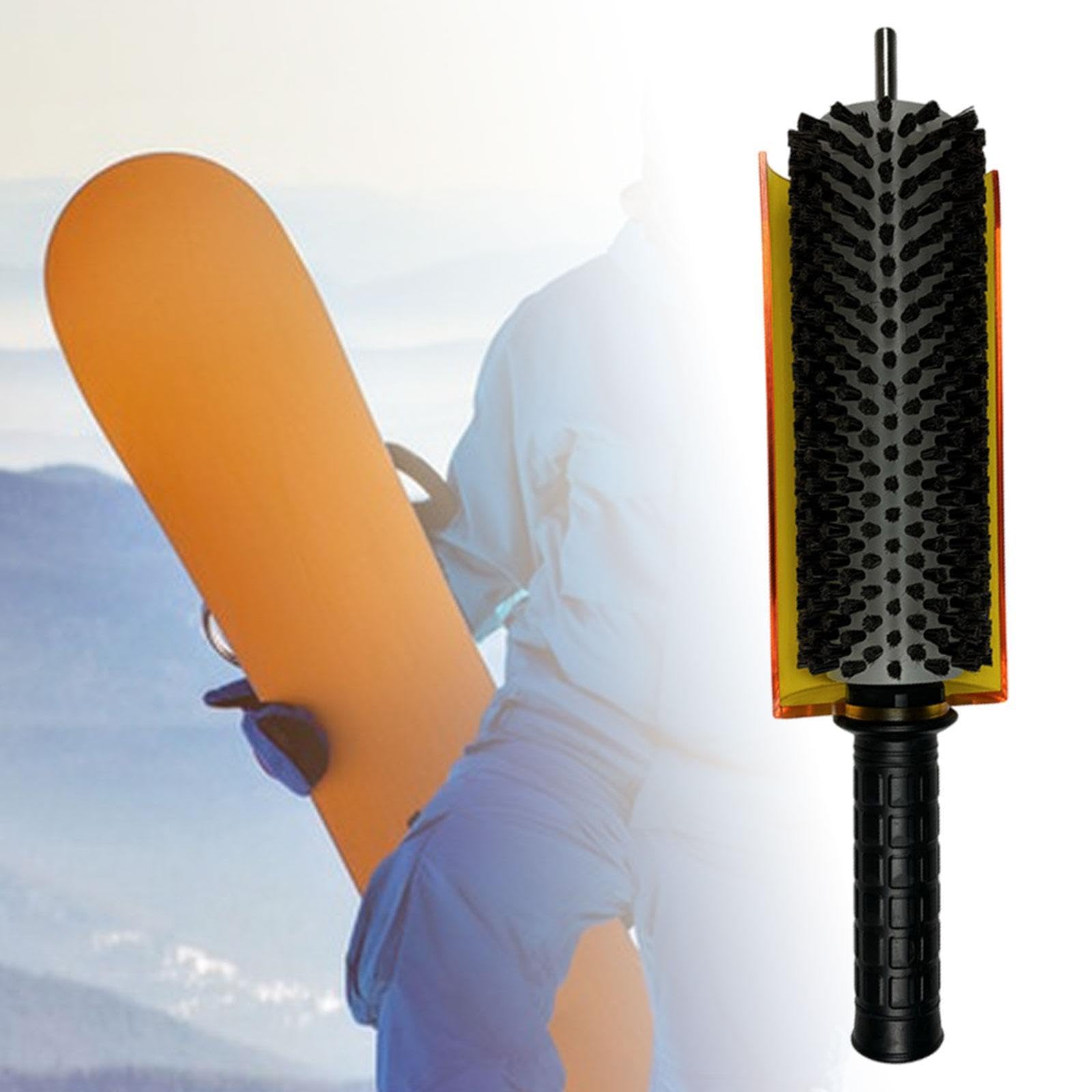 Perfeclan Cepillo de esquí con Mango de Eje y Kit de Cubierta Cepillo de Cera para esquís Cepillo Giratorio Cepillo de Cera para Snowboard Ligero y portátil