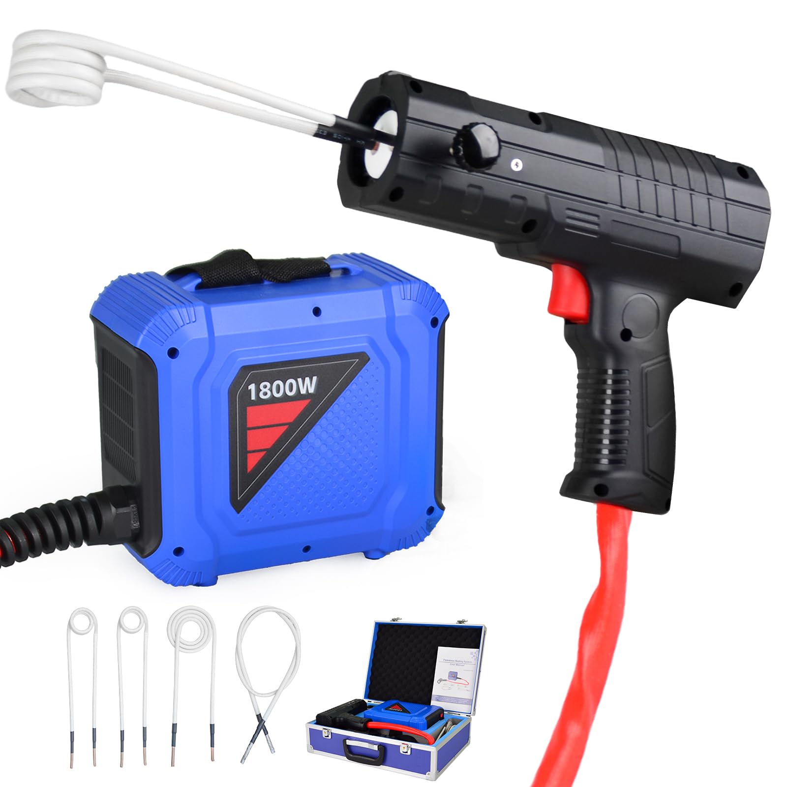 1800W-2000W 110V Induction Heater Bolt Removal - 8s Heating Up, Handheld Flameless Induction Bolt Heater Tool with 4 Coils, Rusty Screw,Nuts Removing Tool