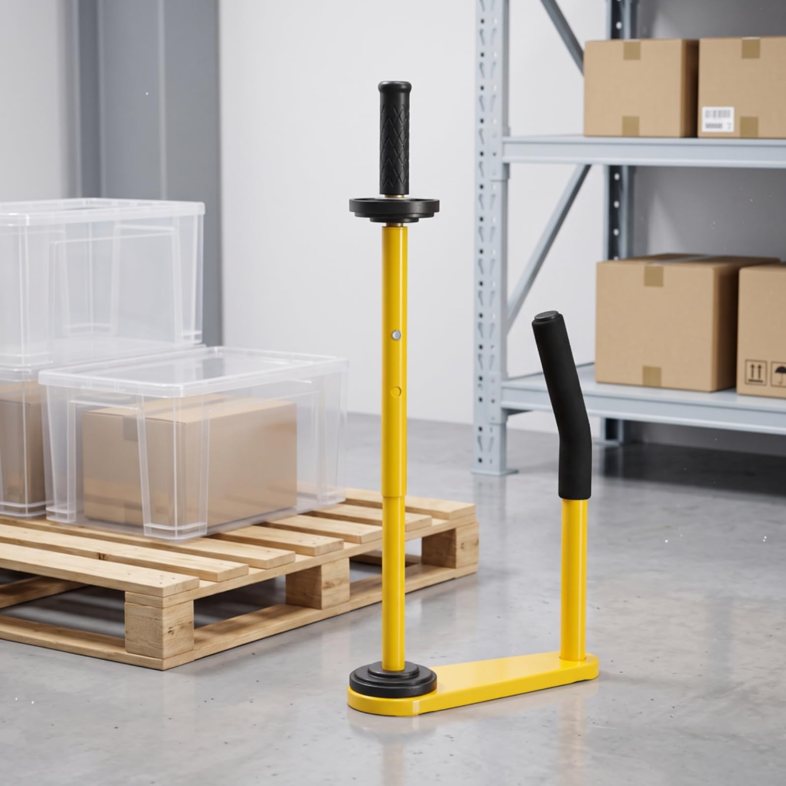 predolo Manueller Folienabroller Stretchfolie Wickelgerät Verpackungsgerät Handabroller Palettenwickler mit Metallrahmen Und Gepolstertem Griff Einstellbare Höhe für Lager Versand Werkstatt