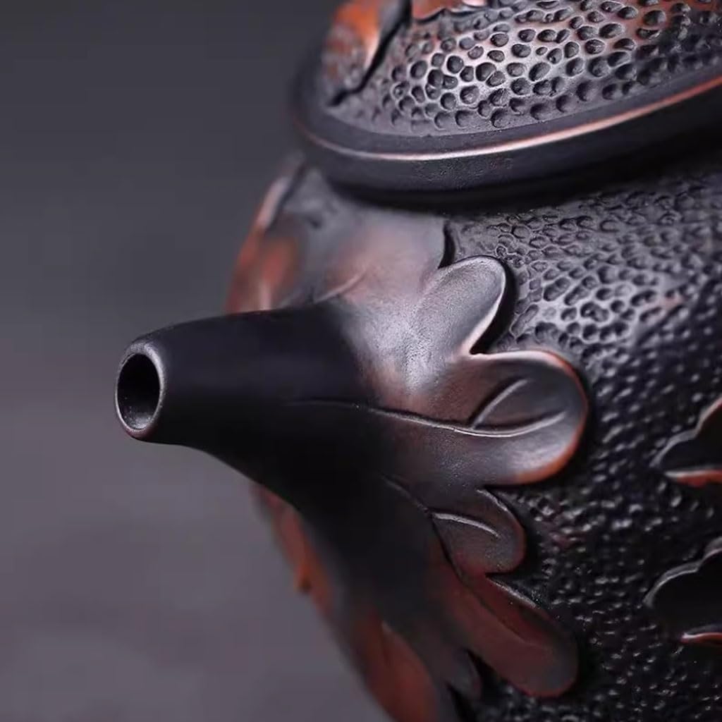 Tea Infuser Tea Kettle Lotus Decorated Teapot Retro Teapot Household Kung Fu Tea Set Hand-carved Teapot Large Capacity Tea Pot Tea Steeper
