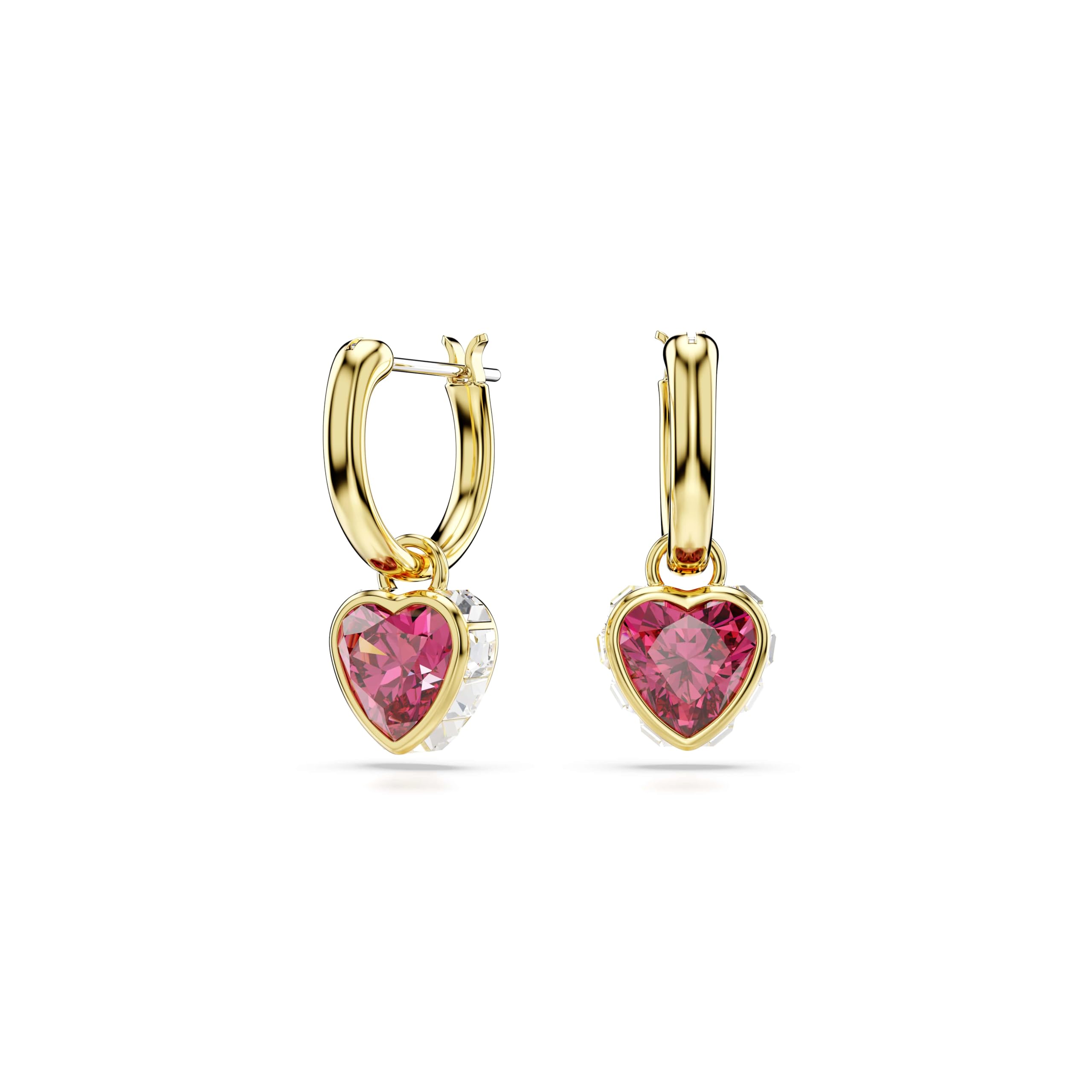 Swarovski Pendants d'oreilles Chroma, Cœur, Rouges, Placage de ton or