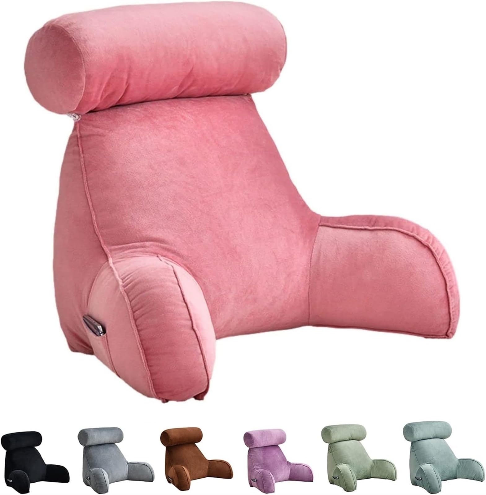 ZXGRfdefa reading pillow, Shredded Memory Foam Bed Rest Pillow Back Lumbar Support Cushion For Reading Watching TV Gaming(Pink)