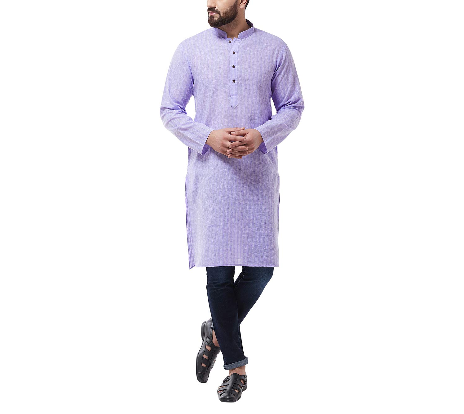 sojanya Men's Cotton Blend Regular Fit Casual (Since 1958 Woven Design ONLY Long Kurta-picture-19