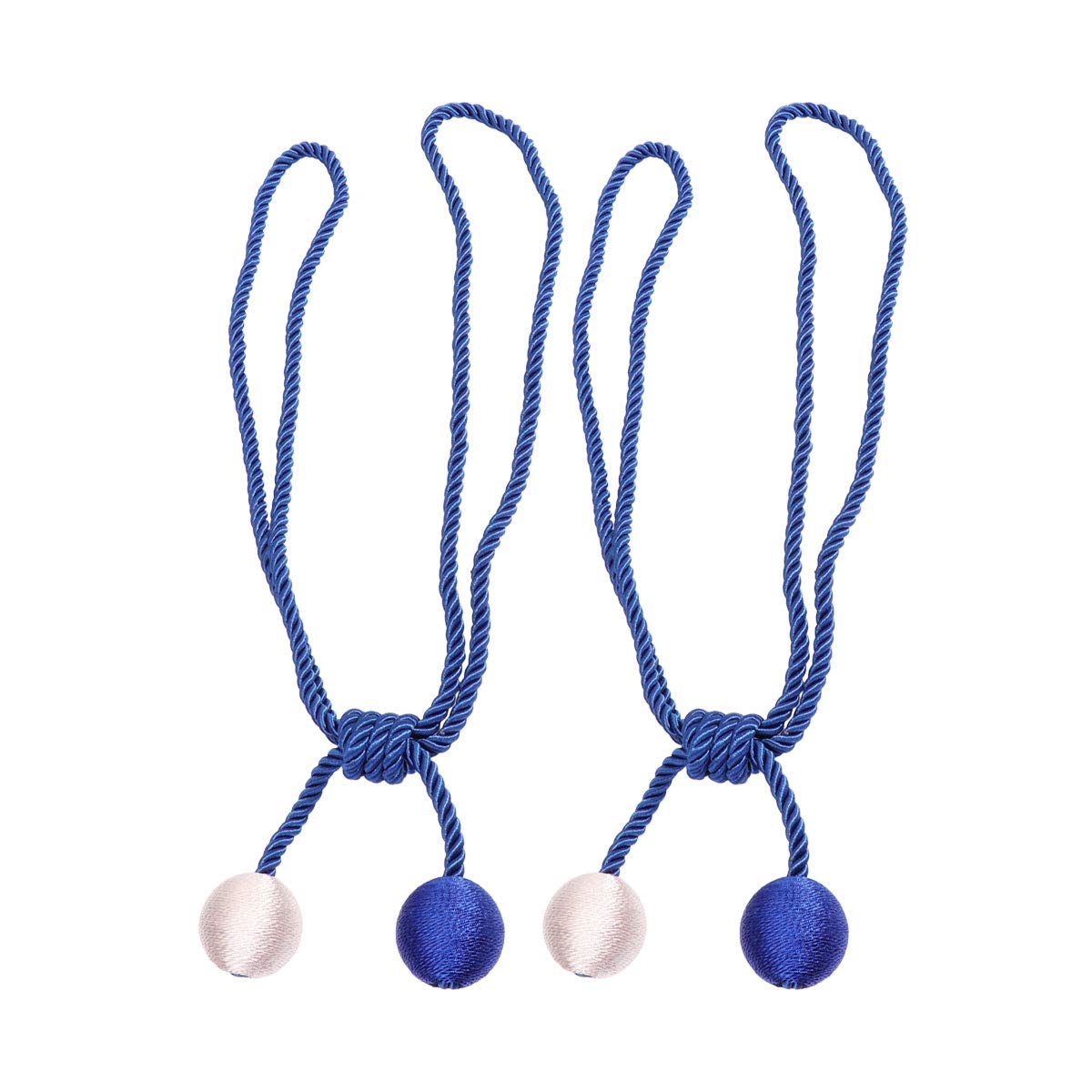 Correa de Cortina Doble Bola Azul de Poliéster Sujeta Cortinas Fácil de Usar 1 Par