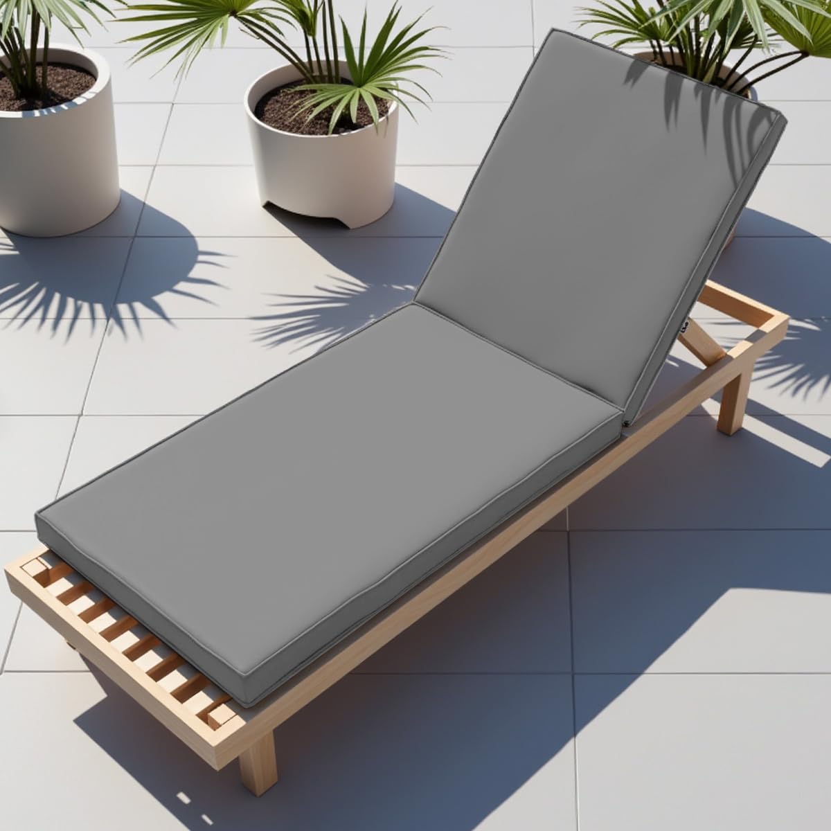 WLXFF Waterproof sun lounger cushion 5/8CM Thick garden chair cushions with backs steamer chair cushions With Zip Sun Lounger Replacement Cushion sunbed cushions for sun loungers,NO2,188X58X10CM