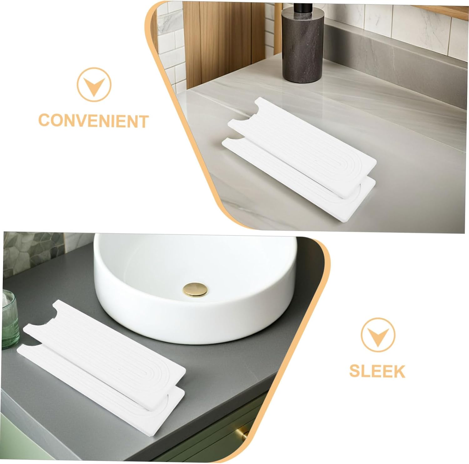 STOBAZA Countertop Drying Mat for Kitchen Sink, Diatomite Stone Moisture Absorbent Tray with Fast Drying and Stable Nonslip Base, White Faucet Mat Water Splash Guard for Kitchen