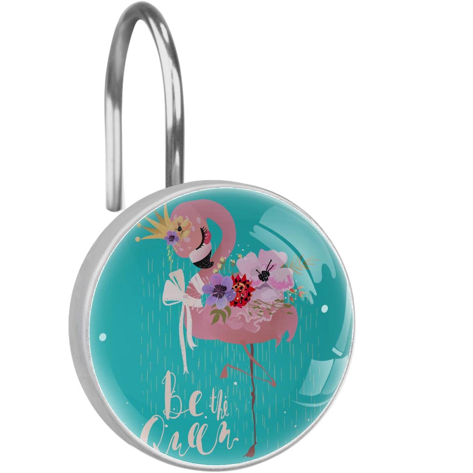 Crochets de rideau de douche flamant rose pour une salle de bain exotique Lot de 12