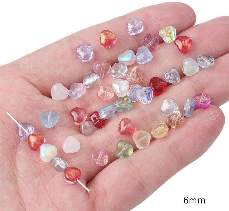 Colorful Glass Heart Beads Crystal Hearts Spacer Beads Small Heart Shape Charms Clear Bling Loose Beads Bulk for Jewelry Bracelet Making DIY Crafts Gifts - Image 3