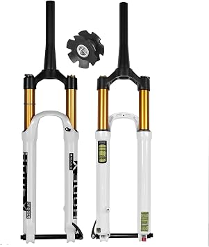 27.5 29 Inch Mountain Bike Suspension Air Forks 140/160mm Travel 1-1/2" Tapered XC Ultra-Light Aluminum Alloy Front Fork Thru Axle 15 * 100MM Damping Manual Lockout