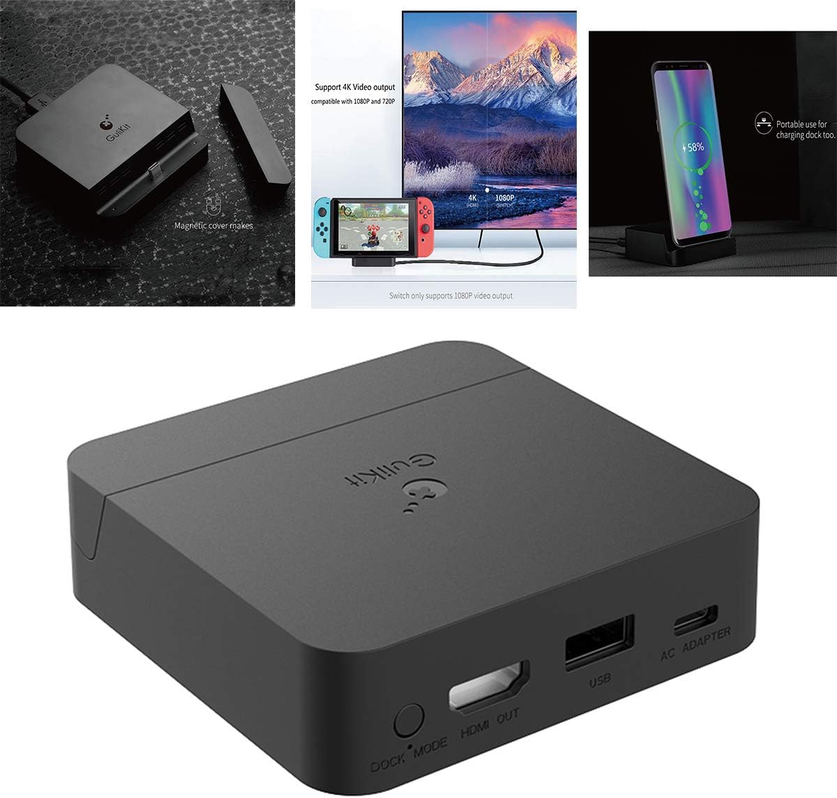 Gulikit Mini Pocket Switch Dock Set Charging Stand w/HDMI Out Adapter and USB 3.0 Port Compatible with Nintendo Switch, Samsung S9+ Note 9 S8, Huawei P30 etc. Type-c Smartphones