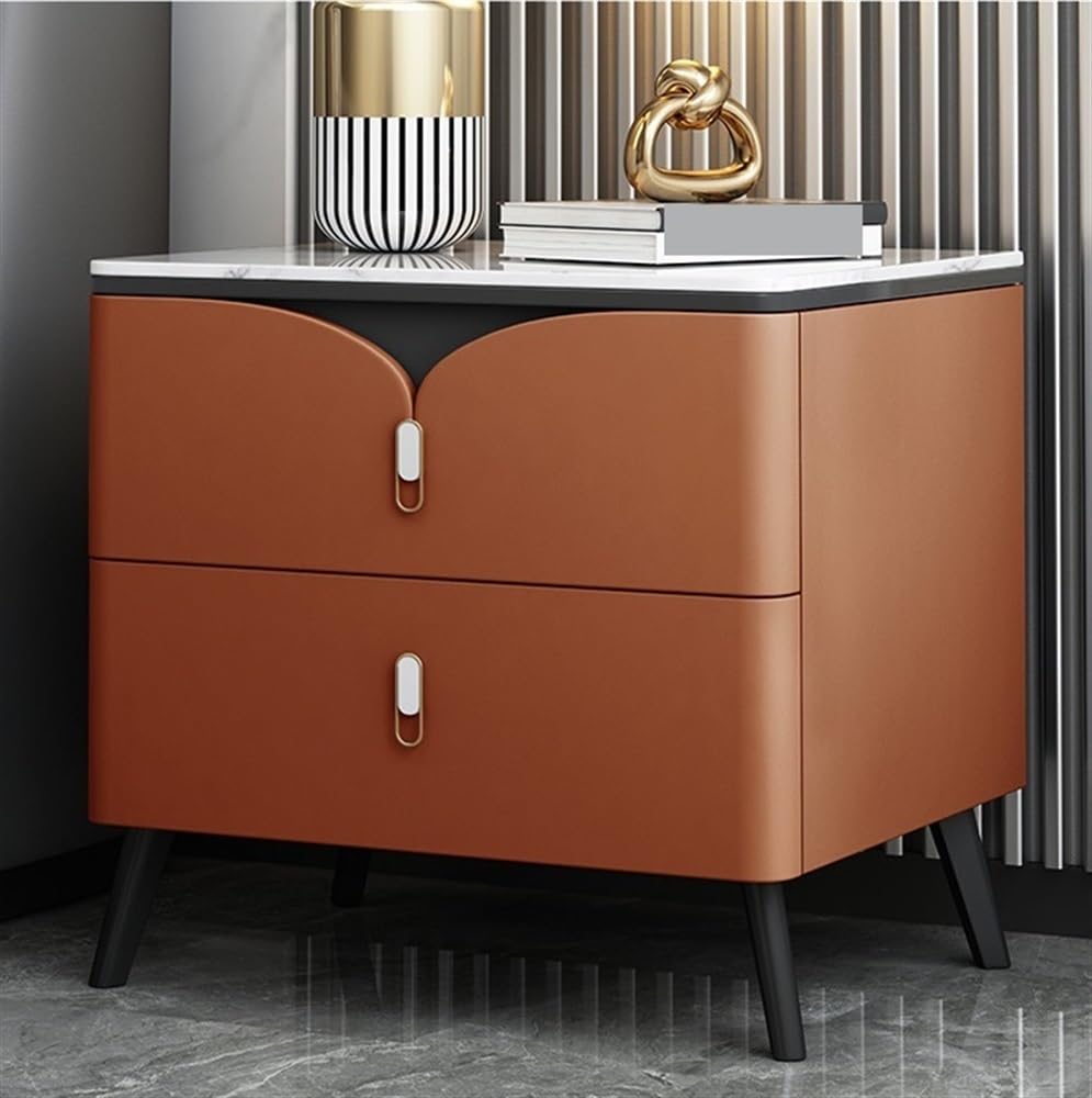 Table de chevet en bois orange de 45cm, petite armoire de rangement pour salon