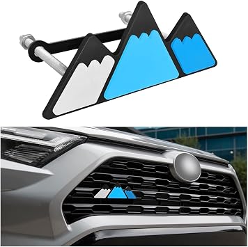 AICEL Tri-Color Grille Emblem for Car, 3 Color Snow Mountain Sticker Decoration, Triangle Badge Decal for Auto Bumper, Automotive Exterior Accessories, Universal Fit for Tacoma/4Runner/TundraBlue