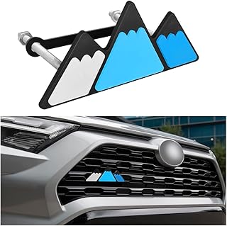 AICEL Tri-Color Grille Emblem for Car, 3 Color Snow Mountain Sticker Decoration, Triangle Badge Decal for Auto Bumper, Automotive Exterior Accessories, Universal Fit for Tacoma/4Runner/Tundra (Blue)