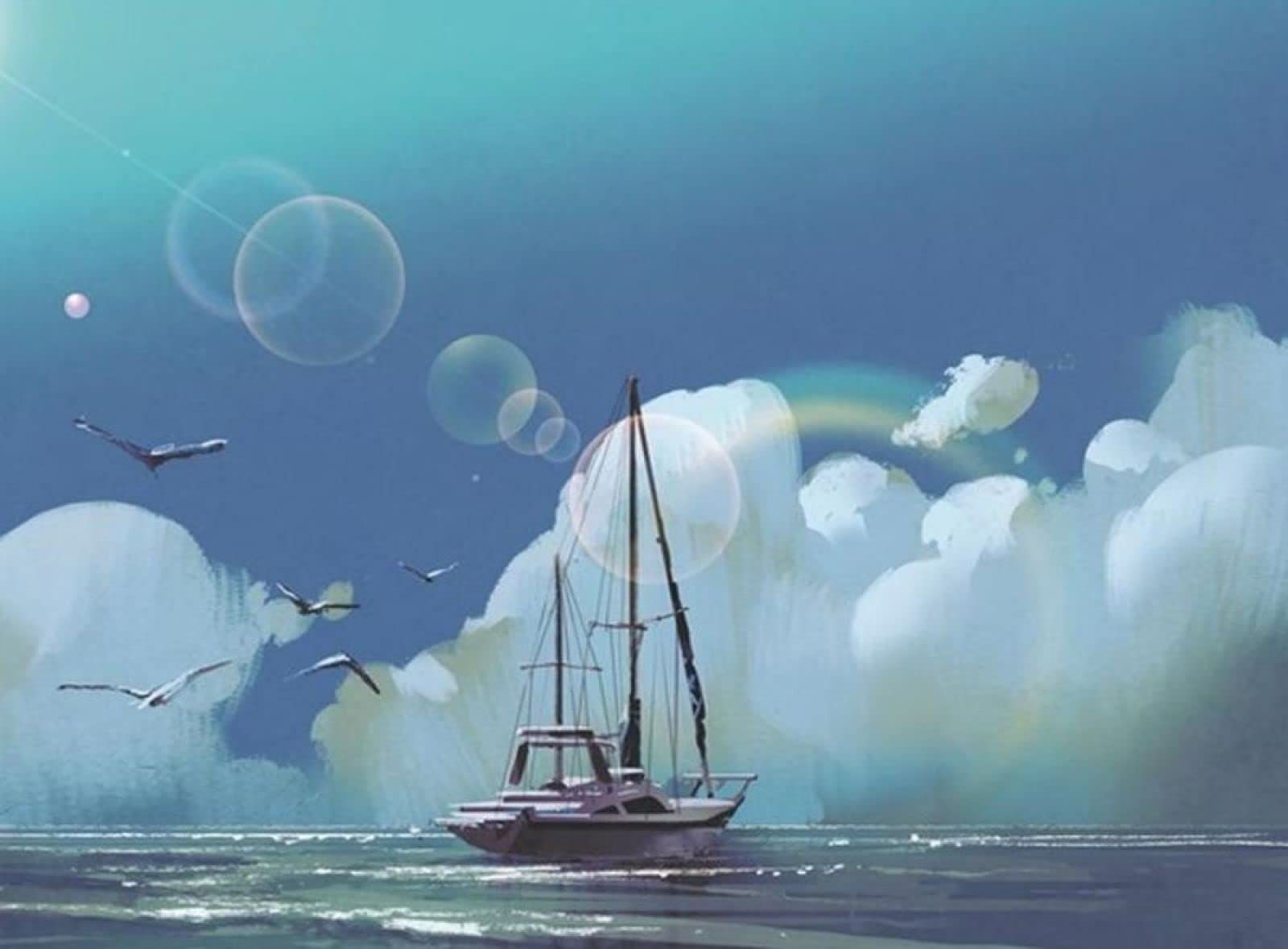 KKKKX Kreuzstich Kit - Großes Schiff Auf Meer 40x50cm