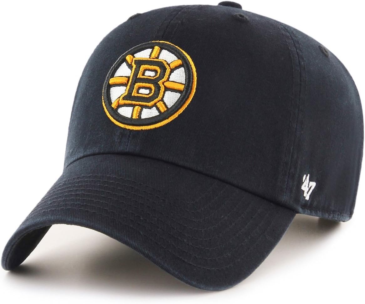 47 NHL Team Color Alternate Primary Logo Clean Up Adjustable Cap Dad Hat, Adult One Size Fits All, Boston Bruins - Black, One size โ image 1