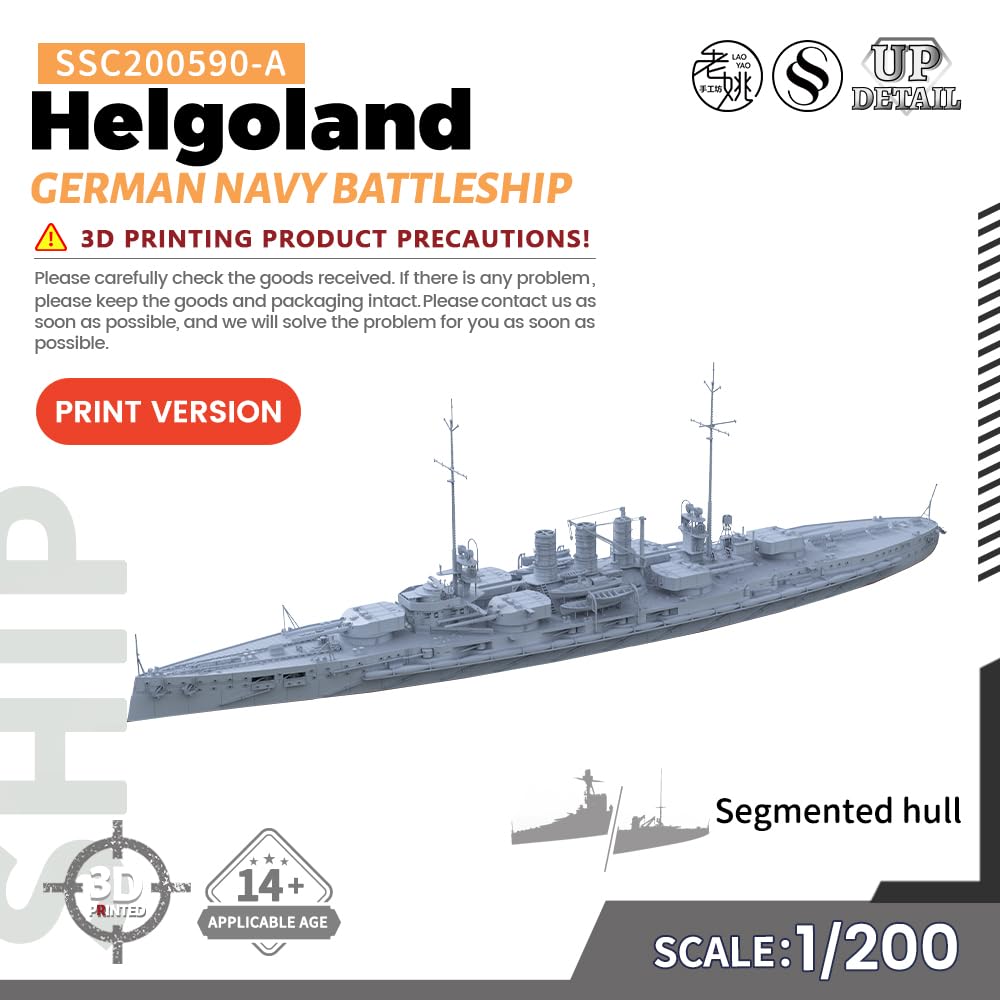 MRY-SFW SSC200590-A 1/200 zestaw do budowy modelu wojskowego Niemiecki okręt wojenny Helgoland, segmentowy kadłub