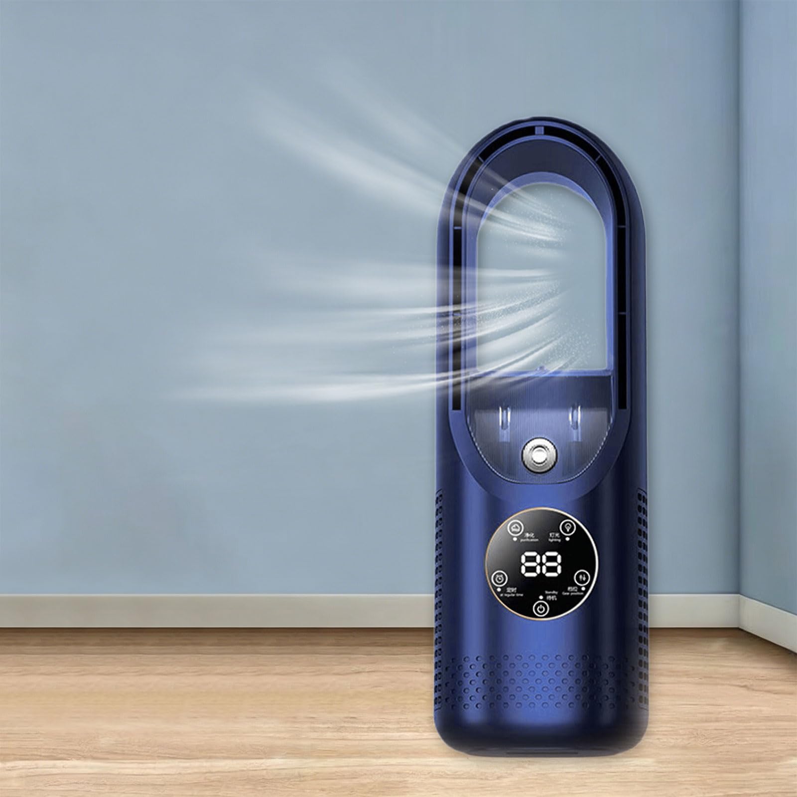 Blade-Free Silent Air Conditioner, Rechargeable Portable Air Conditioning, 6 Speed Mini Air Cooler, Evaporative Air Humidifier Cooling Fan For Home Office Camping (BL)