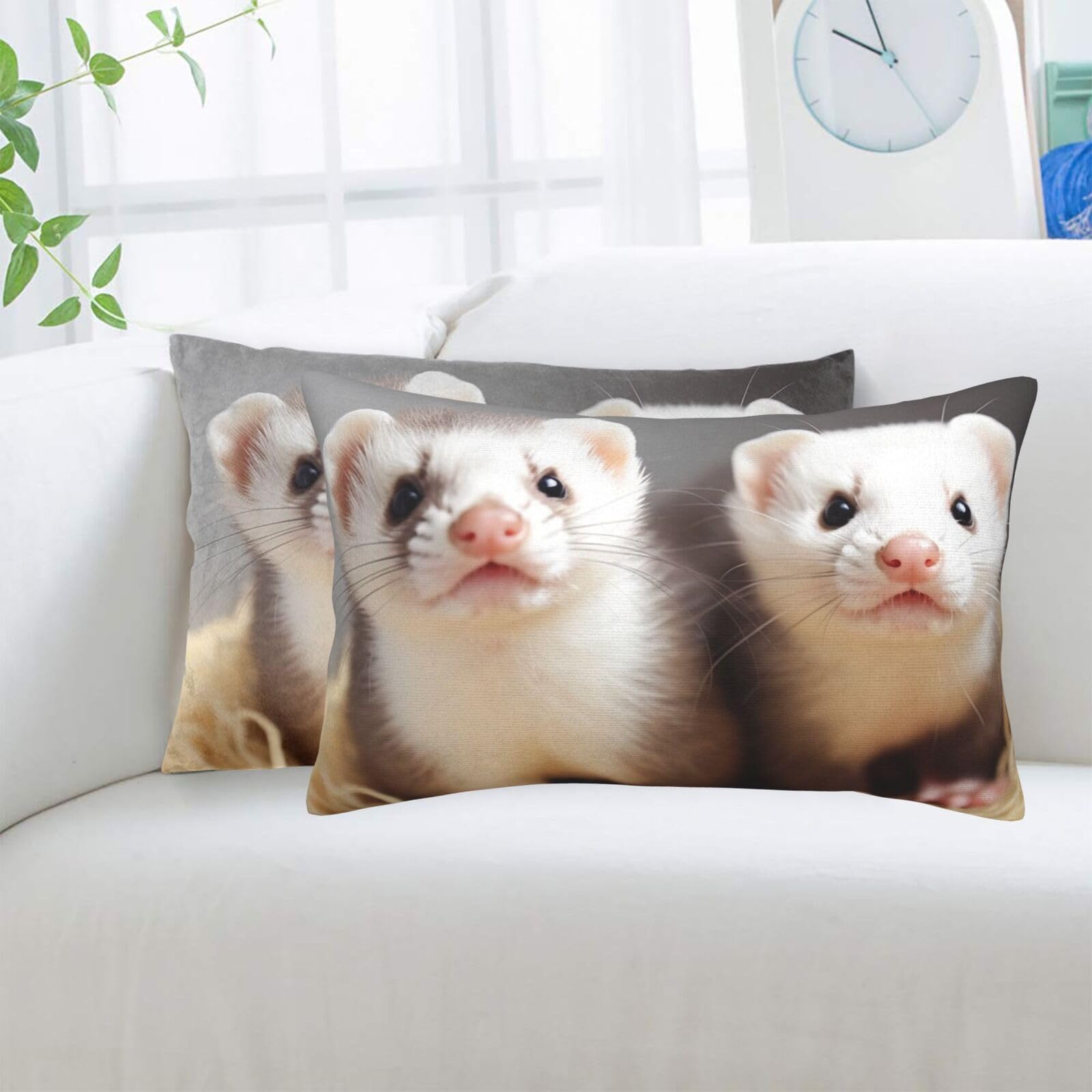 Ferrets Standard Pillowcases Sets of 2, Ultra Soft Microfiber Plush Pillow Cases 20"X30" Comfort Decorative Throw Pillow Cover with Hidden Zipper for Bedroom, Sofa, Couch