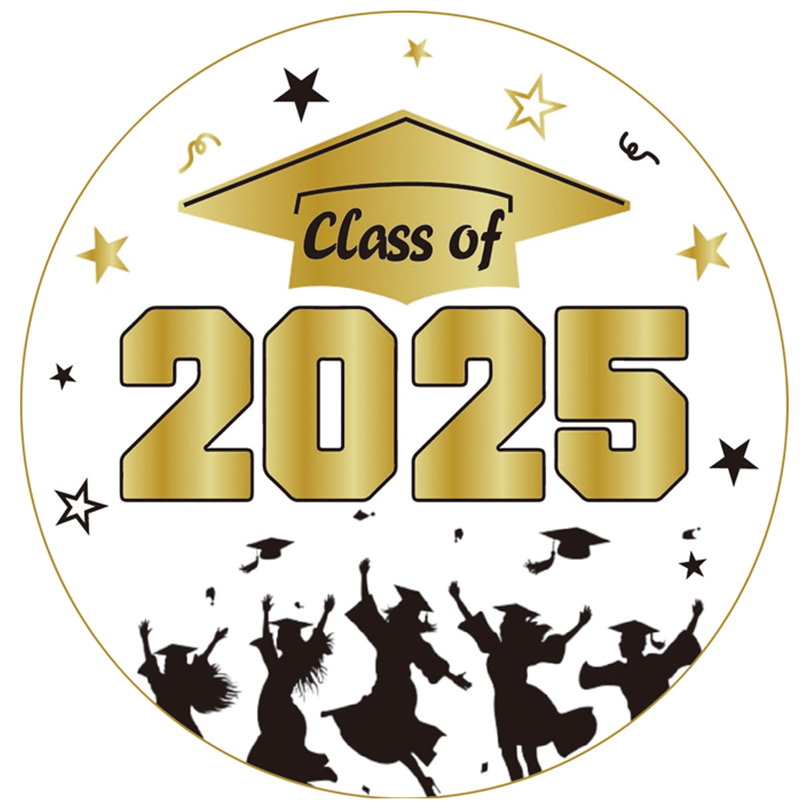 Graduation Stickers 60Pcs Class of 2025 Congrats Graduations Labels 2 Inch Round Graduation-Themed Sticker for Envelopes, Bag Seals