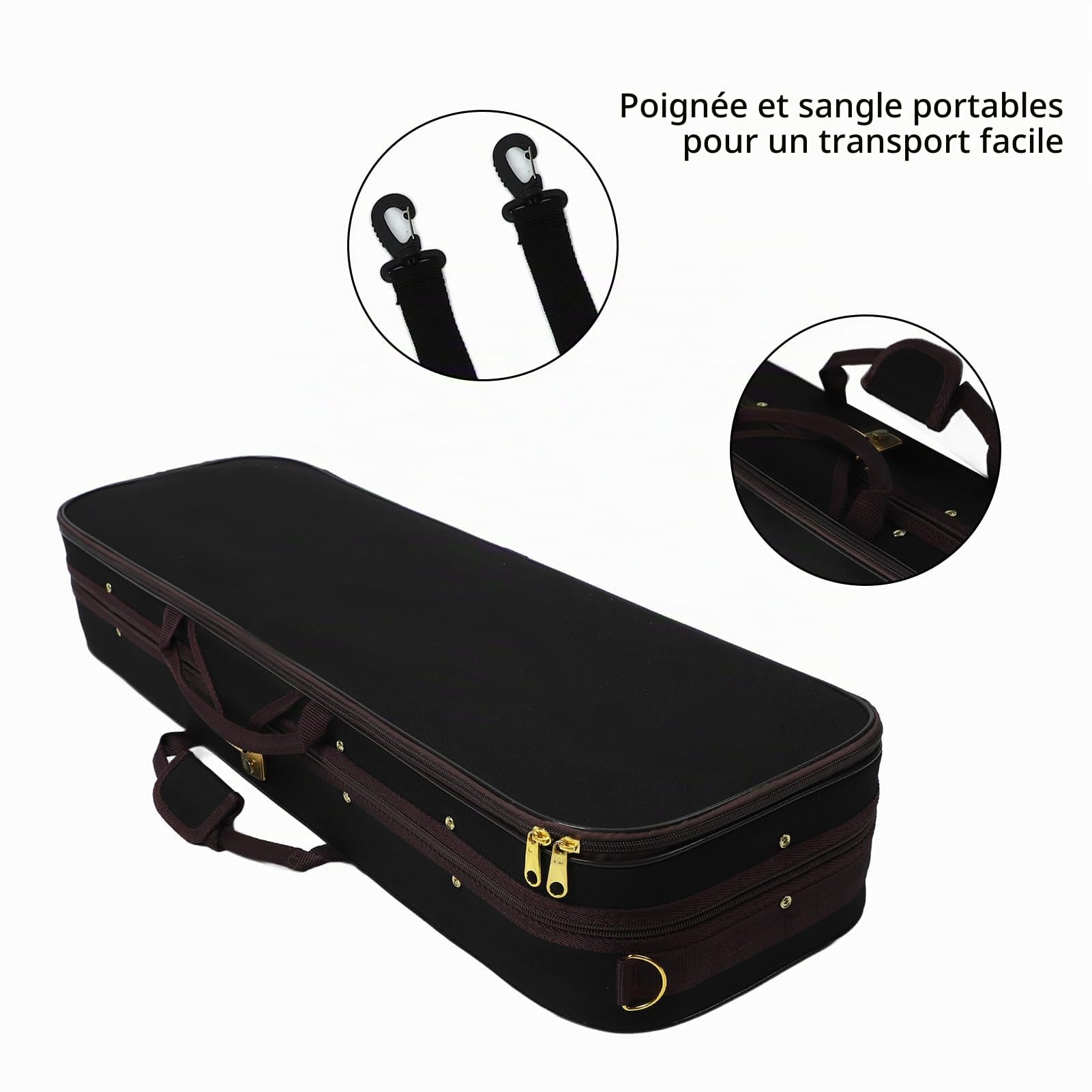 Étui pour Violon 4/4 Pleine Taille, étui Rigide pour Violon avec Hygromètre, Sac de Transport Portable Léger étui de Rangement pour Violon étui de Protection pour Instrument de
