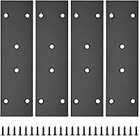 Bonsicoky 4-Pack Black Stainless Steel Flat Straight Brace Brackets 6.7x1.9in Mending Plates for Furniture Shelves Cabinets Repair