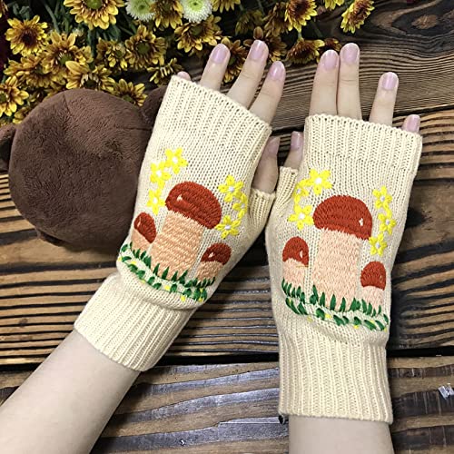 Arm Warmer Gloves For Ladies Girls Womens Handmade Multicolor Knitted Autumn Winter Gloves Leopard Gloves #TOP4