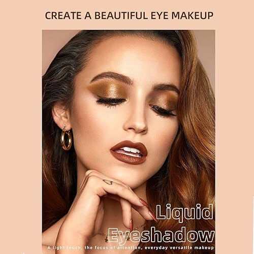 Miniatura 7 de Sombra de ojos líquida, sombra de ojos 2 en 1 con purpurina mate de doble extremo, sombra de ojos líquida metálica impermeable de larga duración,