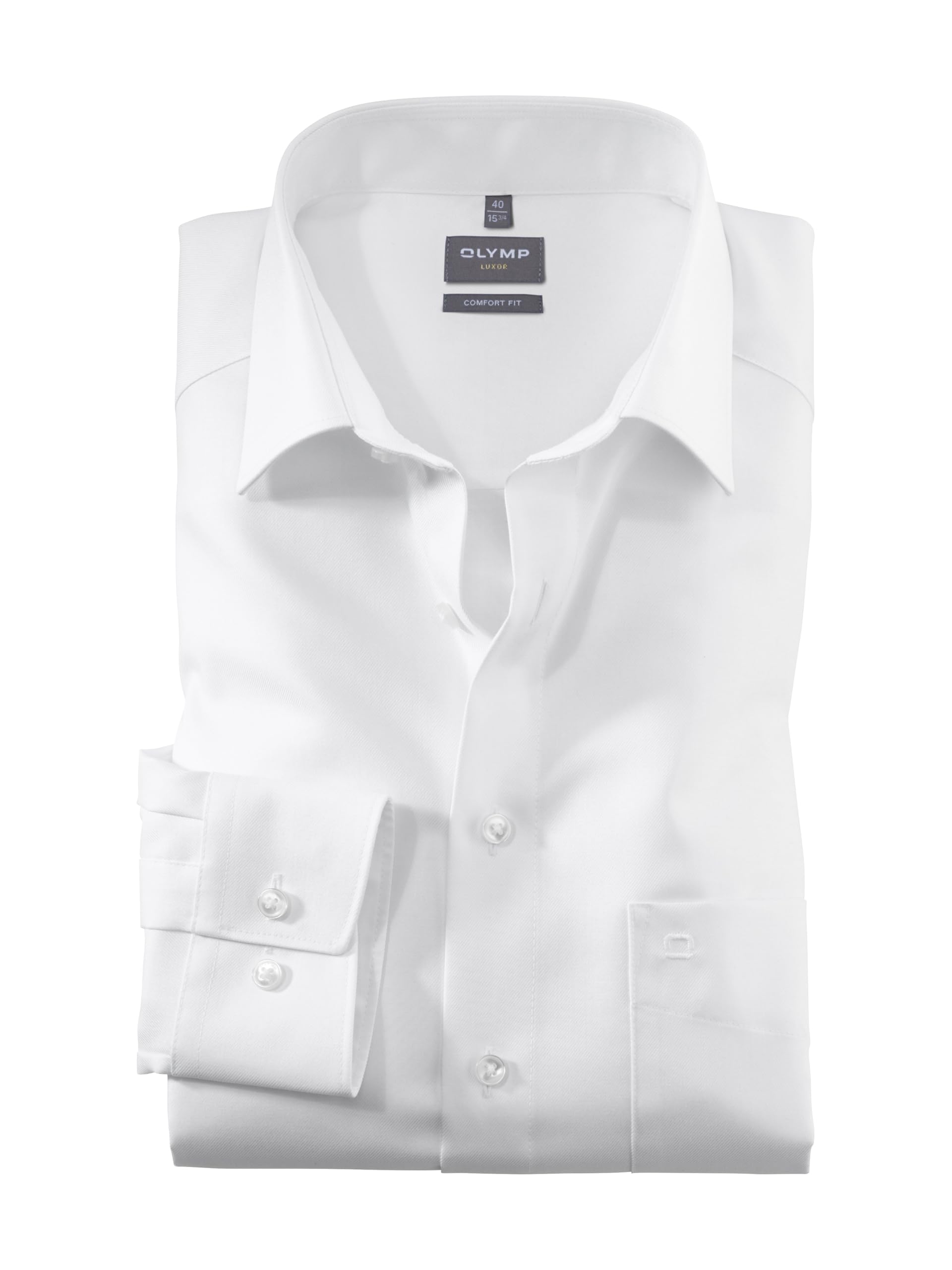 Olymp Men Shirt Long Sleeve Luxor,Plain,Regular Fit,Classic,Weiß 00,42