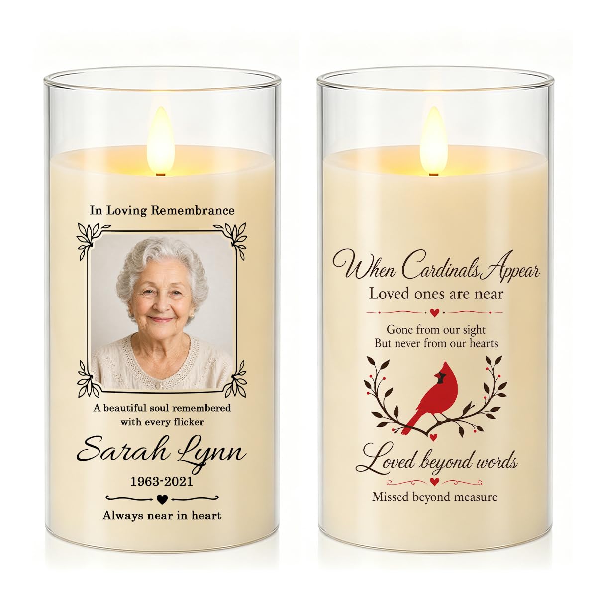 Custom Photo Memorial LED Candle,Personalized Name Year Remembrance Gift