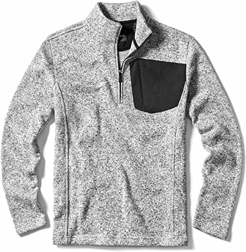 TSLA Men's Quarter Zip Thermal Fleece Lined Sweater, Winter Lightweight Soft Pullover Collar Sweatshirt
