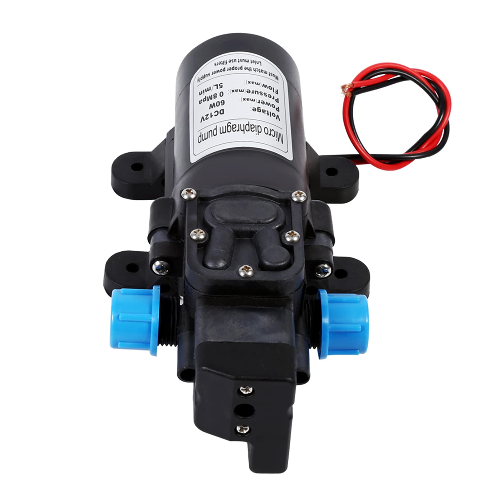 Pompa Acqua DC 12V, 116 psi 60W Autoadescante Pompa Alta Pressione Diaframma per Camper Roulotte Barca Camion Barca Pulizia e Irrigazione Giardino