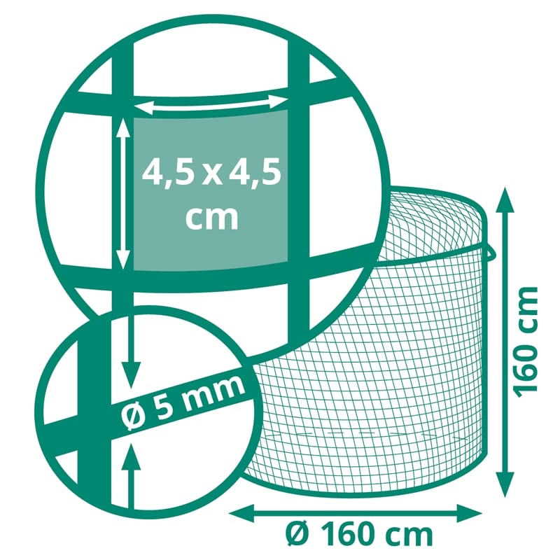 VOSS.farming Rete Porta Fieno, Rete per rotoballe, Rete per rotopresse, 1,60 x 1,60 m, Maglie 4,5 x 4,5 cm, Verde