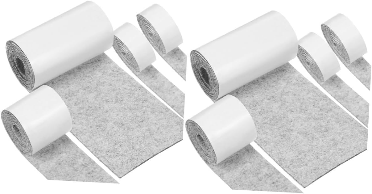 Housoutil 2sets 4 Rolls Felt Strip Floor Protectors Self Adhesive Pads for Furniture Feet Skid Furniture Leg Pads for Hardwood and Tile Floors 4rolls*2
