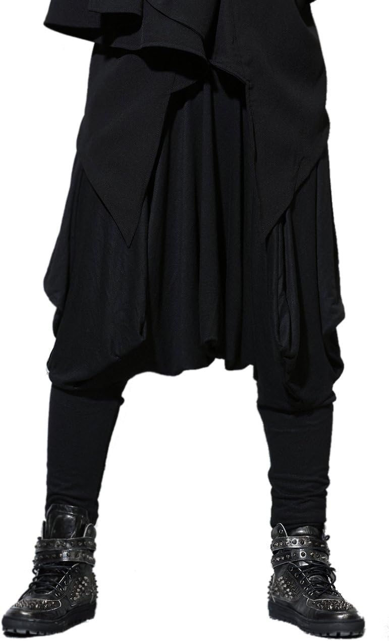 Men's Harem Pants Elastic Waist Black Sweaterpants for Men Yoga David Rose Costume Baggy Joggers GYM22 A