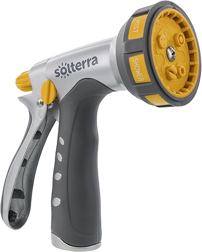 Solterra Boquilla de manguera de jardĂn de 7 patrones con gatillo trasero Solterra Boquilla de manguera de jardĂn de 7 patrones con gatillo trasero