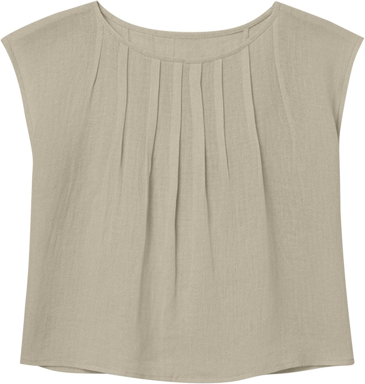 Women's Cotton Linen T-Shirts Casual Crewneck Cap Sleeve Shirts Summer Lightweight Breathable Beach Vacation Tees
