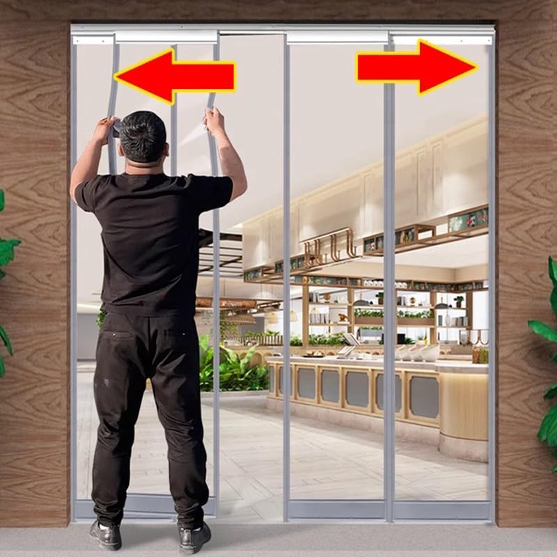 PFCDZDU PVC Strip Door Curtain Kit, Sliding Plastic Water Proof Gate Partition, Commercial Freezer Clear Windshield Curtain for Warehouse Garage Room Dividers(10.3x9.8ft/3.15x3m)