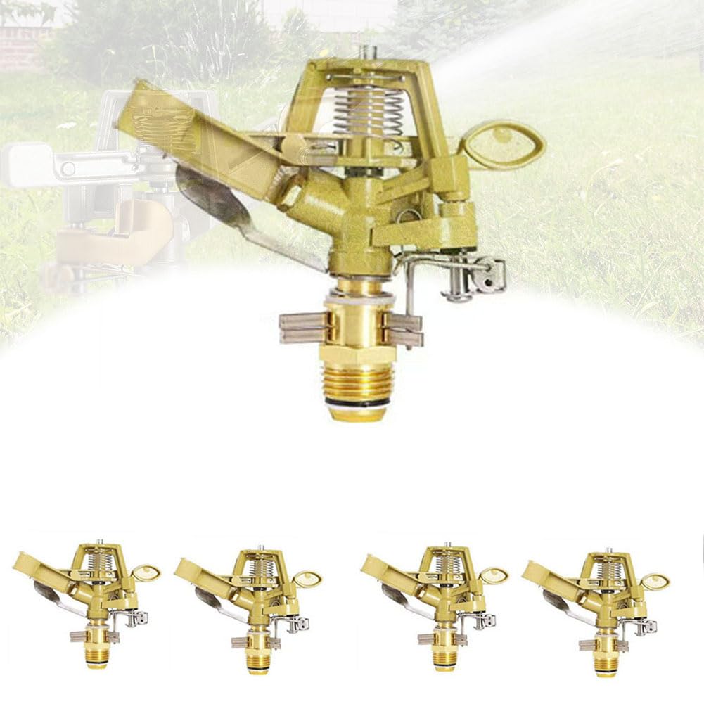 1/2, rociador de impacto de 3/4 de pulgada, plástico y cabezal de aspersor de césped de servicio pesado con boquilla, ajustable 0-360 grados, impulso de agua para una gran cobertura