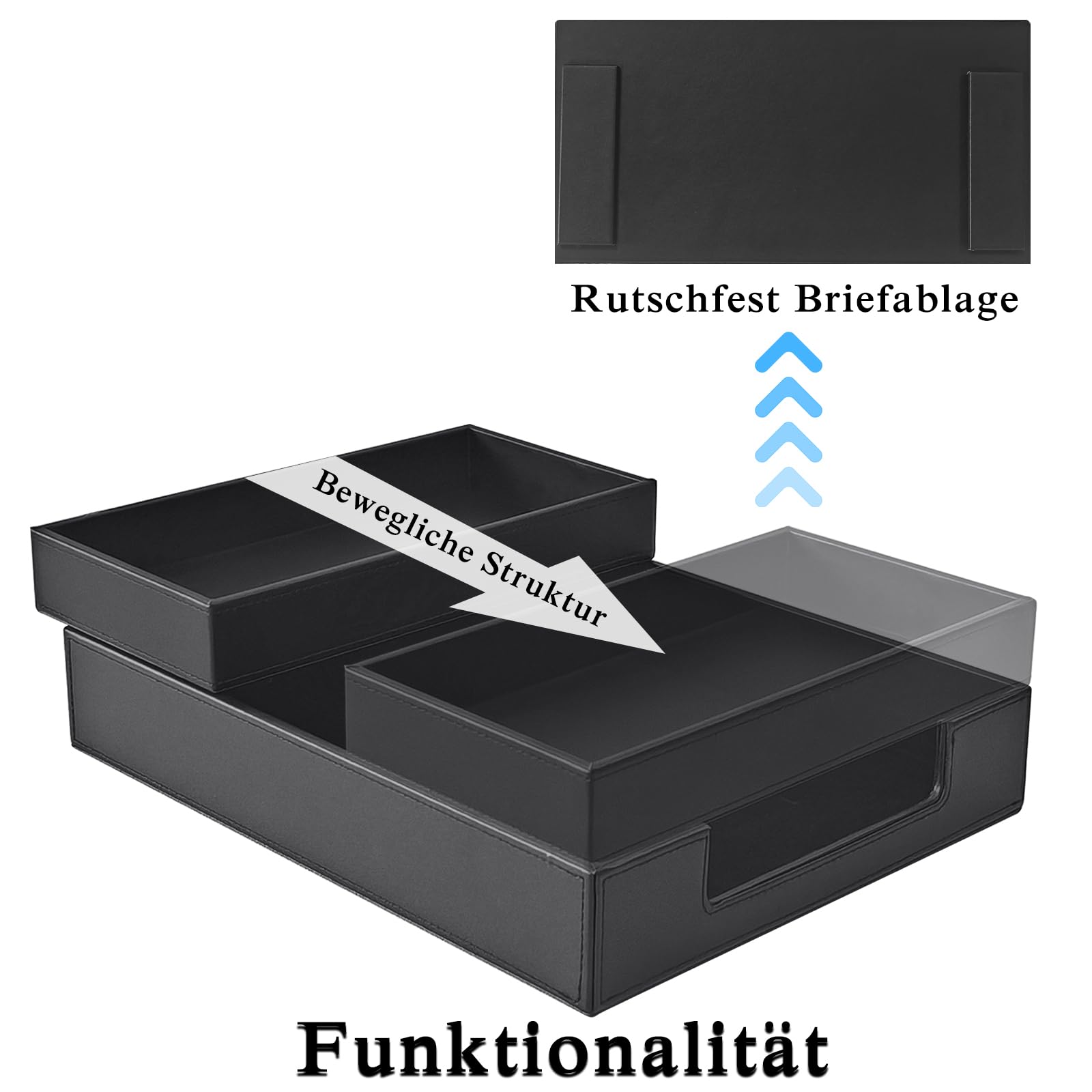 Schreibtischset PU Leder, Schreibtischset mit Schreibtisch Organizer, Stifthalter, Briefablage, Bürotisch für Männer und Frauen, Büro Büro Organizer (Schwarz)