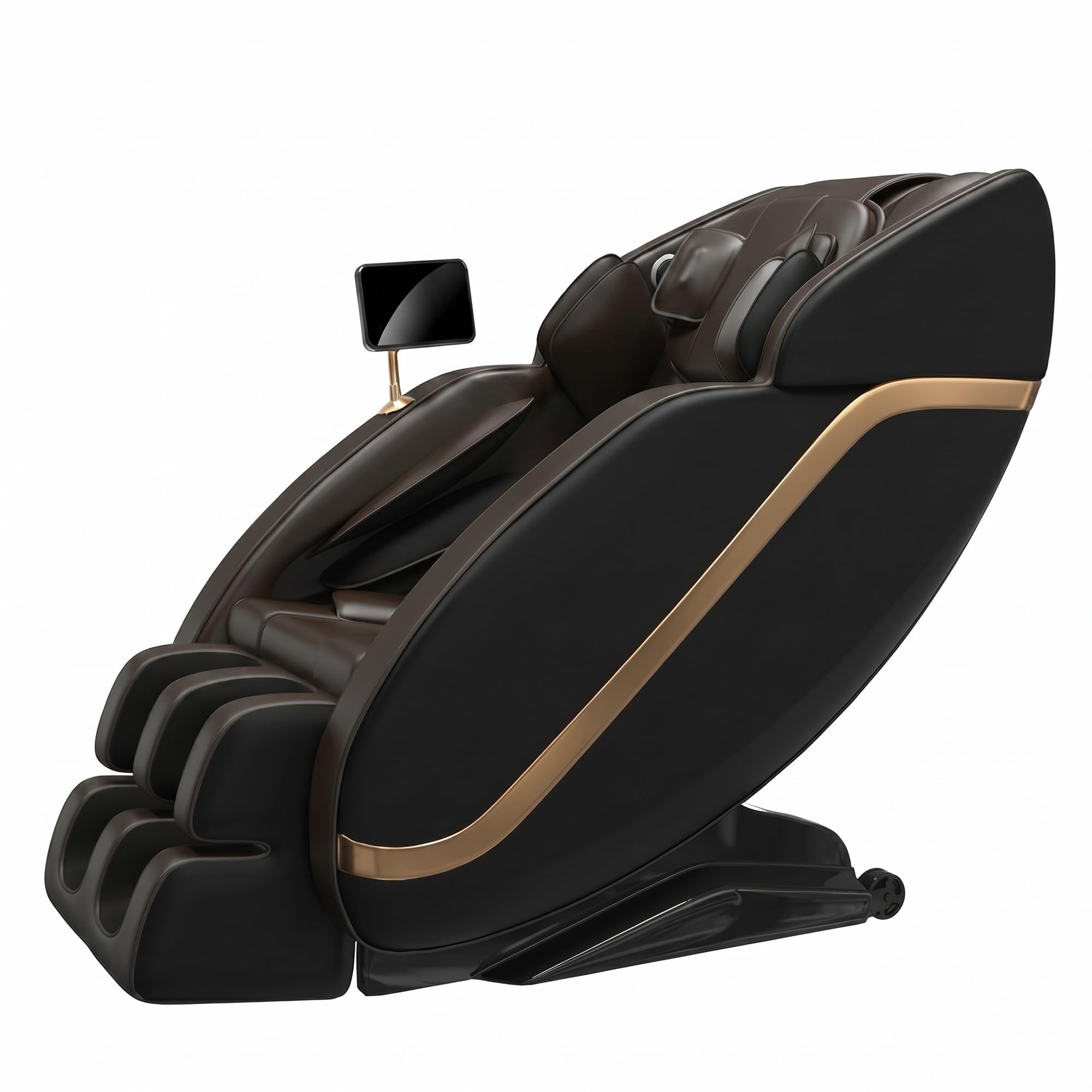 Poltrona Massaggiante AI Intelligente Zero Gravity, Design Monoblocco con Schermo Touch 7", Poggiatesta a Farfalla, Riscaldamento all'Artemisia, Bluetooth, Nessun Montaggio(Bruin)