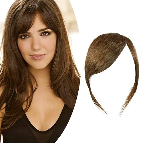 Miniatura 7 de Shinon Flequillo lateral grueso flequillo natural con clip en flequillo extensiones de cabello humano real barrido lateral flequillo flequillo