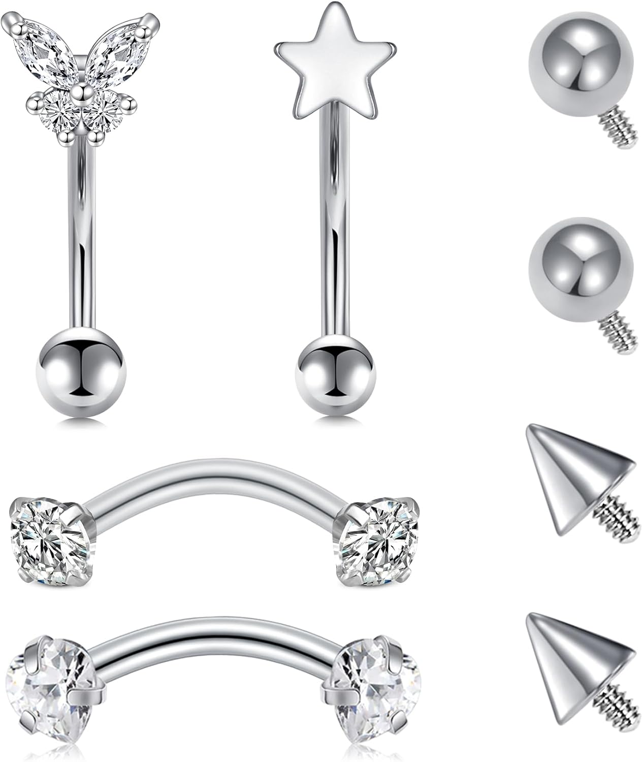 Longita Rook Piercing Jewelry Rook Jewelry Rook Earrings Surgical Steel Silver Gold Eyebrow Piercing Jewelry Internally Threaded Eyebrow Rings 16g Vertical Labret Lip Jewelry 8mm 10mm