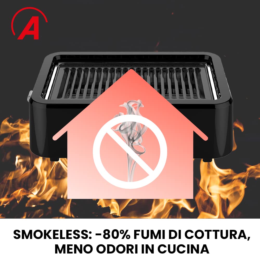 ARDES ARGRILL01 Barbacoa eléctrica sin humo, barbacoa sin humo con calentamiento por infrarrojos 1100 W, barbacoa eléctrica portátil de balcón para interior o exterior con parrilla extraíble