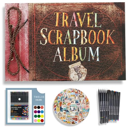 Kit de scrapbooking complet avec autocollants voyage et papier marron - 2