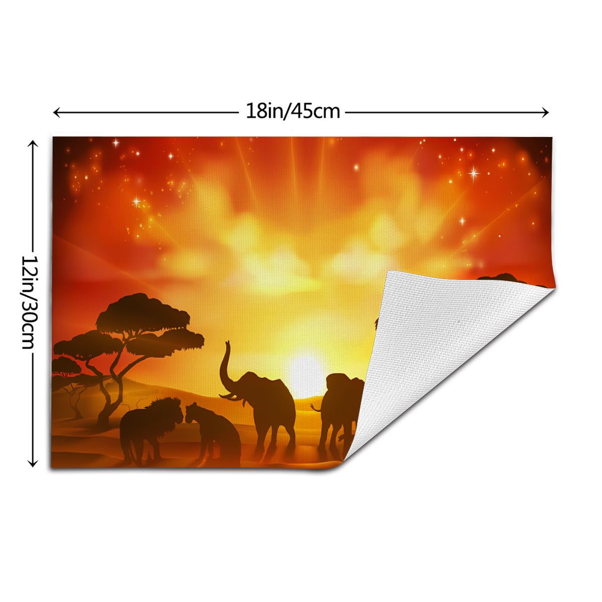Set di 6 tovagliette all'americana con elefante africano, lavabili e resistenti al calore, in vinile PVC, per cucina, sala da pranzo, decorazione per tavolo