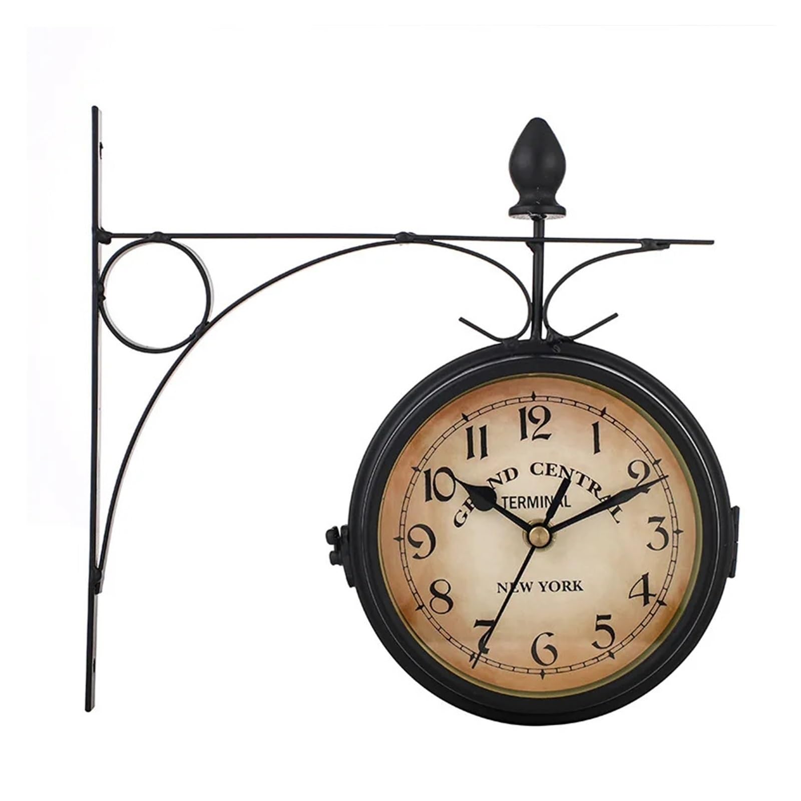 Horloge murale double face vintage avec motif antique de salon