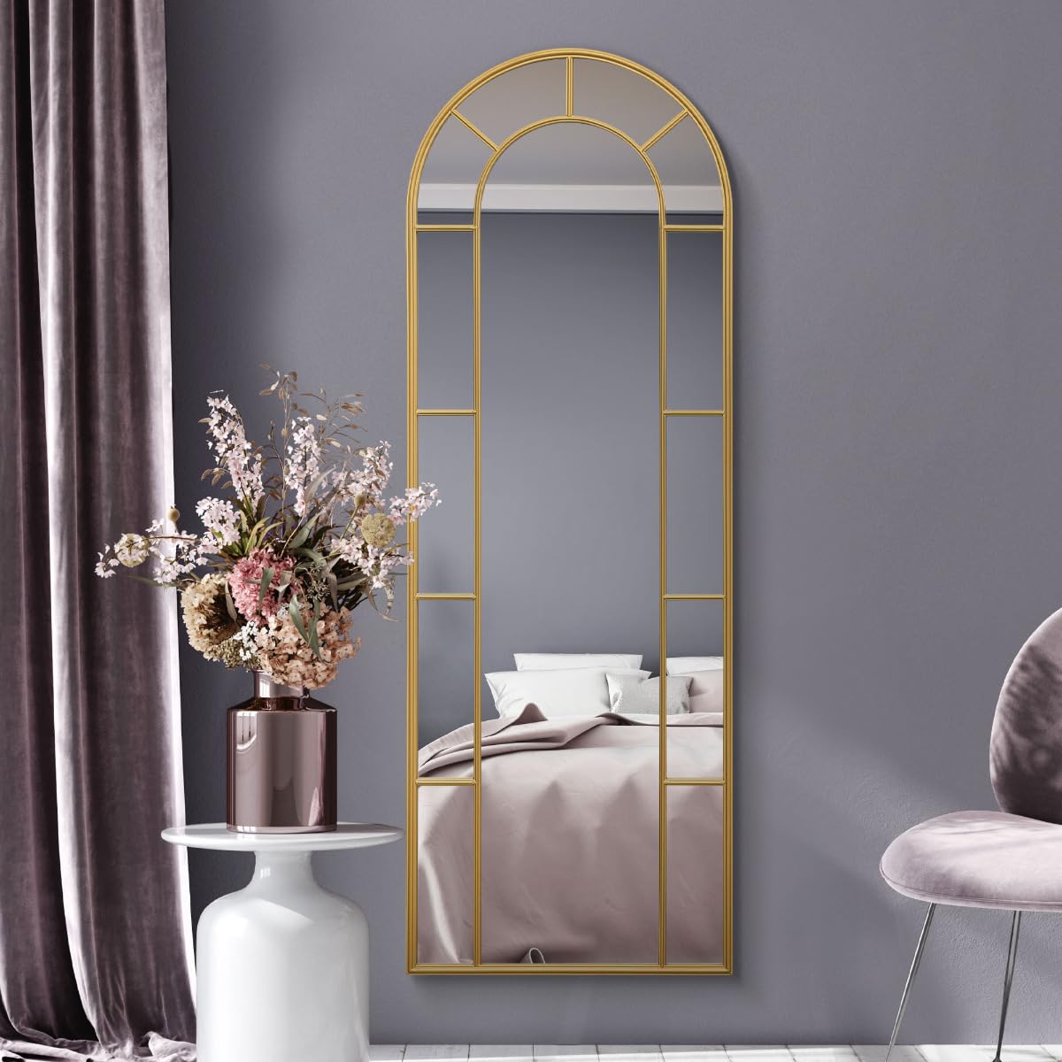 Gold Arched Leaner/Wall Mirror 67" X 24" - MirrorOutlet