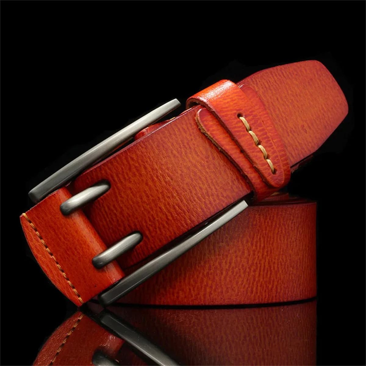 4 Cm Breiter Gürtel Aus Echtem Leder Im Vintage-Stil Mit Dornschließe, Jeansgürtel